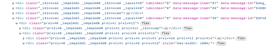 screenshot of firefox devtools site inspector. The CSS class names of the HTML elements are all complete nonsense, and look like keysmashes or some sort of random output.